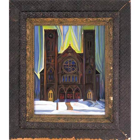 Twelvth Church Oil/Canvas, image 20x16in, in antique frame