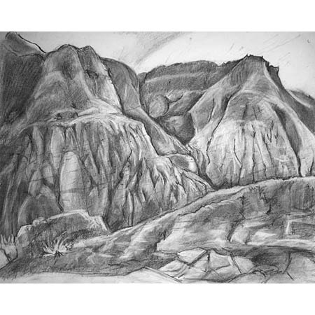 Badlands Study &nbsp; &nbsp; &nbsp; &nbsp; &nbsp; Charcoal, 14x17in, 2003