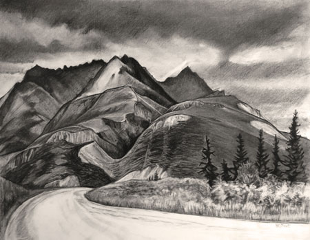 Road East &nbsp; &nbsp; &nbsp; | &nbsp; &nbsp; &nbsp; Charcoal, 12x16in, 2016