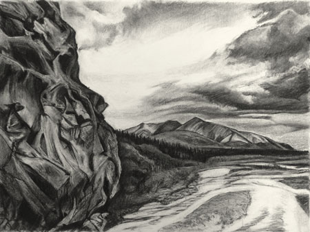 Toklat Wall &nbsp; &nbsp; &nbsp; | &nbsp; &nbsp; &nbsp; Charcoal, 12x16in, 2017