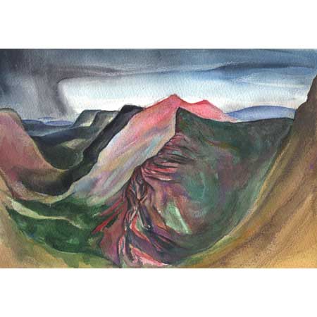 Siyeh Pass | gouache/paper, 7x10in, 2000