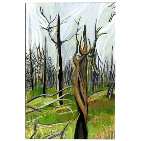 Fire Trees &nbsp;&nbsp;&nbsp;|&nbsp;&nbsp;&nbsp;gouache/paper, 7x5in, 2008