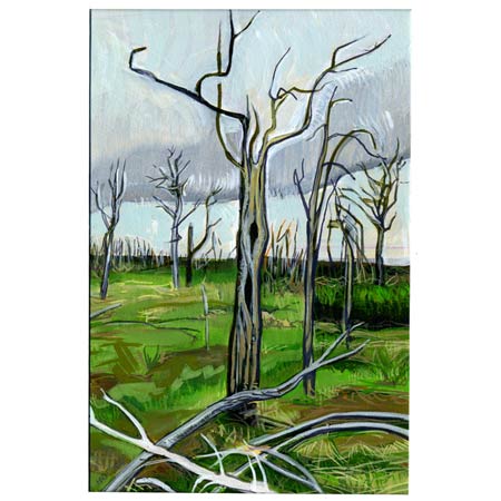 Fire Trees &nbsp;&nbsp;&nbsp;|&nbsp;&nbsp;&nbsp;gouache/paper, 7x5in, 2008