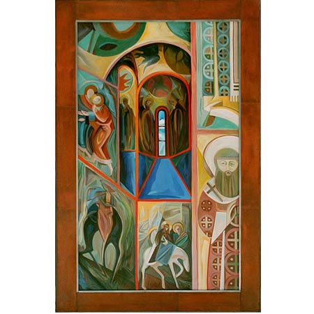 10 DAYS IN RUSSIA ||| From the Moscow &nbsp;&nbsp; &nbsp; &nbsp;&nbsp; &nbsp; &nbsp; oil/panel, 28x40in, 1999