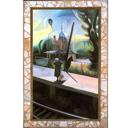 10 DAYS IN RUSSIA ||| From the Moscow &nbsp;&nbsp; &nbsp; &nbsp;&nbsp; &nbsp; &nbsp; oil/panel, 28x40in, 1999