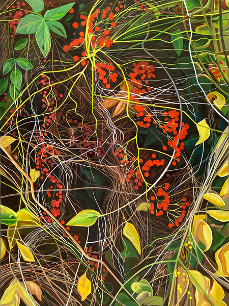 Falling Berries &nbsp; &nbsp; &nbsp; | &nbsp; &nbsp; &nbsp; Oil/Canvas, 40x30in, 2024